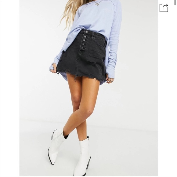Free People Womens Denim A Line Skirt Size 28 - Picture 1 of 13